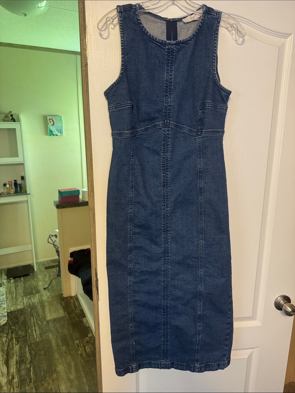 LOFT Dark Blue Sleeveless Denim Midi Dress